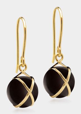 Prisma 18k Gold Drop Earrings with Black Agate