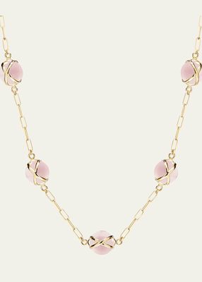 Prisma 18k Gold Paperclip Chain Necklace with Rose Quartz