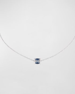 Procida 18K White Gold Blue Sapphire and Diamond Pendant Necklace
