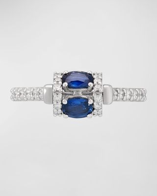 Procida 18K White Gold Ring with White Diamonds and Rotating Blue Sapphires