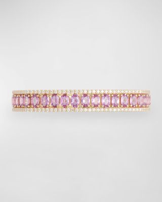 Procida 18K Yellow Gold Diamonds and Pink Sapphire Bangle Bracelet
