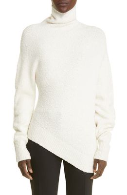 Proenza Schouler Asymmetric Hem Merino Wool Blend Bouclé Sweater in Ecru