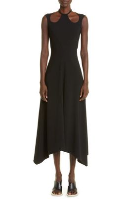 Proenza Schouler Asymmetric Matte Crepe Dress in Black