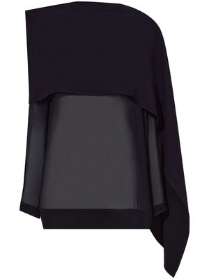 Proenza Schouler asymmetric semi-sheer chiffon top - Black