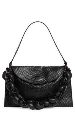 Proenza Schouler Carved Python Embossed Leather Shoulder Bag in Black
