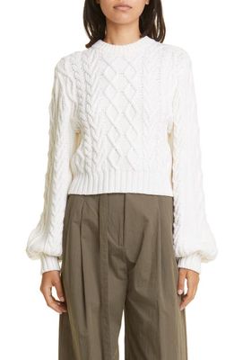Proenza Schouler Chunky Cable Merino Wool Sweater in Off White