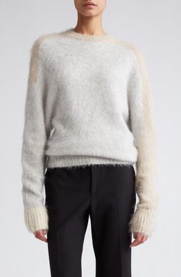 Proenza Schouler Colorblock Brushed Mohair Blend Sweater in Light Grey Multi