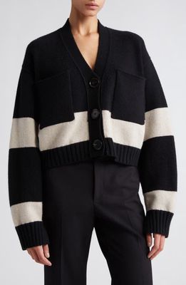 Proenza Schouler Colorblock Recycled Cashmere & Merino Wool Cardigan in Black Multi