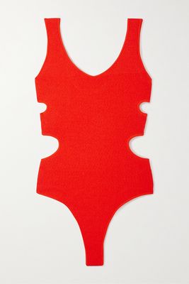 Proenza Schouler - Cutout Fringed Stretch-knit Thong Bodysuit - Orange