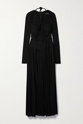 Proenza Schouler - Cutout Pleated Jersey Halterneck Maxi Dress - Black