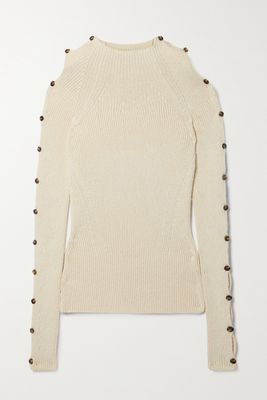 Proenza Schouler - Cutout Ribbed Cotton-blend Sweater - Cream