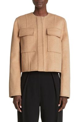 Proenza Schouler Double Face Recycled Wool Crop Jacket in Camel Multi