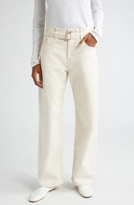 Proenza Schouler Ellsworth Stretch Denim Belted Jeans in Ecru