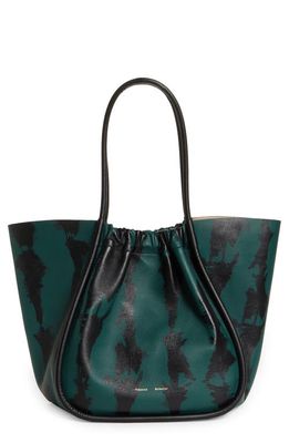 Proenza Schouler Extra Large Tie Dye Ruched Leather Tote in Forest Green/Black