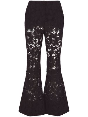 Proenza Schouler floral-lace detail flared trousers - Black