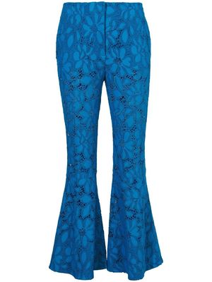Proenza Schouler floral-lace detail flared trousers - Blue