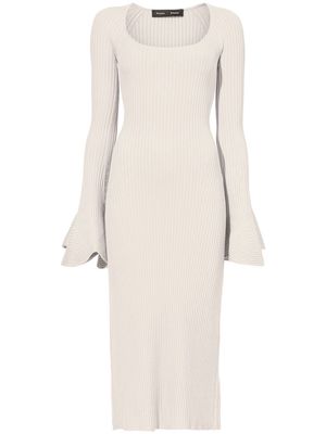 Proenza Schouler flute-sleeves ribbed knit midi dress - White