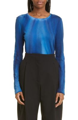 Proenza Schouler Ice Dyed Cotton Tissue Jersey Top in 433 Cobalt Multi