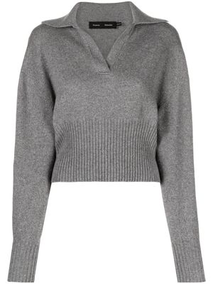 Proenza Schouler Jeanne split-neck ribbed-knit jumper - Grey