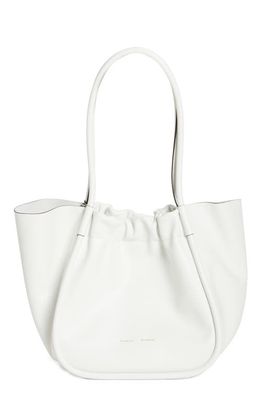 Proenza Schouler Large Ruched Leather Tote in Optic White