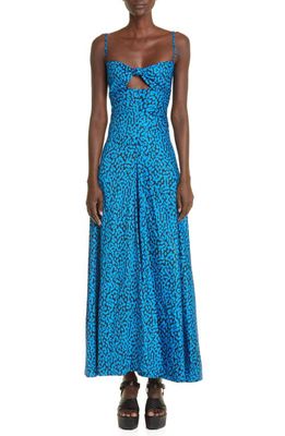 Proenza Schouler Leopard Print Cutout Dress in Turquoise Multi