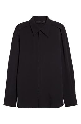 Proenza Schouler Long Sleeve Marocaine Crepe Shirt in Black