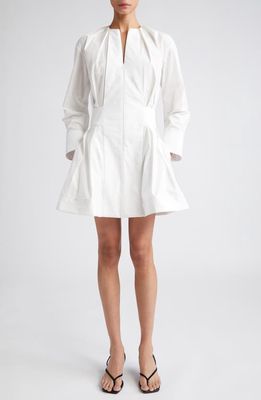Proenza Schouler Long Sleeve Stretch Cotton Poplin Minidress in White