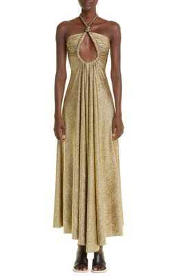 Proenza Schouler Metallic Jersey Halter Dress in Gold