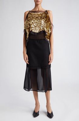Proenza Schouler Metallic Paillette Bodice Sleeveless Silk Midi Dress in Black Multi