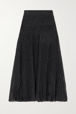 Proenza Schouler - Metallic Ribbed-knit Midi Skirt - Black