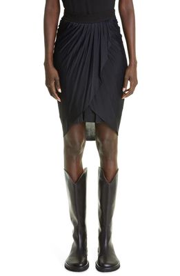 Proenza Schouler Mixed Media Ruched Asymmetric Skirt in Black