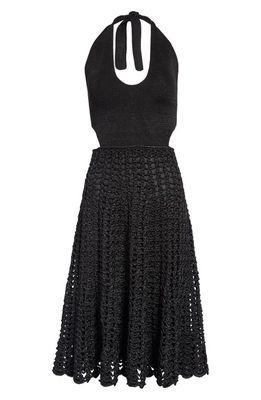 Proenza Schouler Mixed Stitch Halter Midi Dress in Black