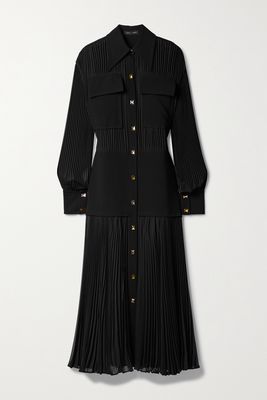 Proenza Schouler - Paneled Crepe And Pleated Chiffon Maxi Dress - Black