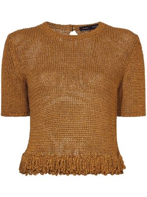 Proenza Schouler ribbon crochet fringe top - Neutrals