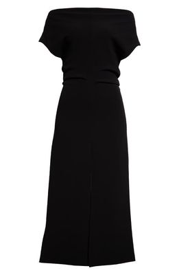 Proenza Schouler Rosa Off the Shoulder Matte Crepe Midi Dress in Black