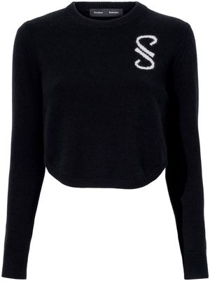 Proenza Schouler Stella monogram-embroidered cashmere jumper - Black