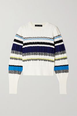 Proenza Schouler - Striped Ribbed Cotton-blend Jacquard Sweater - White