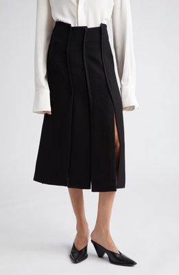 Proenza Schouler Textured Twill Paneled Midi Skirt in Black