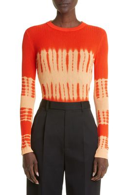 Proenza Schouler Tie Dye Crewneck Rib Sweater in Orange Multi