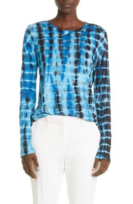 Proenza Schouler Tie Dye Long Sleeve Cotton Jersey T-Shirt in Blue Multi