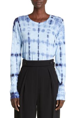 Proenza Schouler Tie Dye Long Sleeve Cotton Shirt in Blue Multi