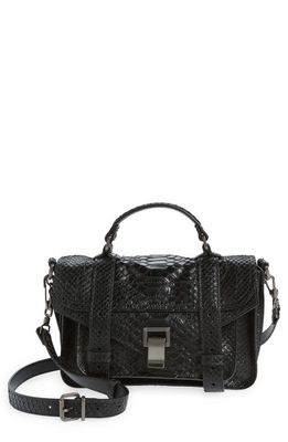 Proenza Schouler Tiny PS1 Tonal Leather Top Handle Bag in Black