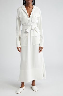 Proenza Schouler Vanessa Long Sleeve Crepe Belted Shirtdress in White
