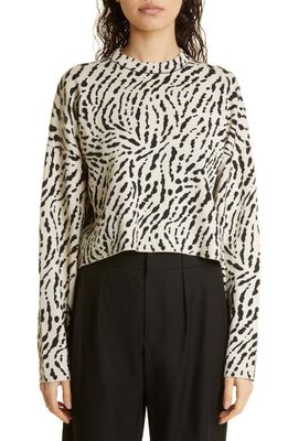 Proenza Schouler White Label Animal Jacquard Silk Blend Sweater in Beige/Black