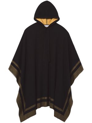 Proenza Schouler White Label contrasting-border hooded poncho - Black