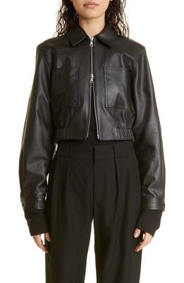 Proenza Schouler White Label Cropped Leather Jacket in Black
