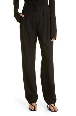 Proenza Schouler White Label Drapey Suiting Trousers in Black