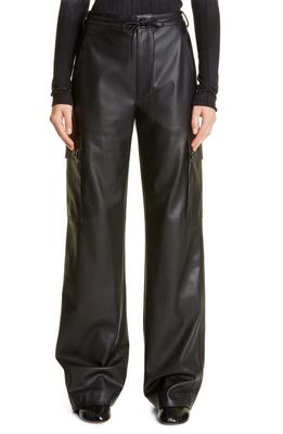 Proenza Schouler White Label Faux Leather Drawstring Cargo Pants in Black