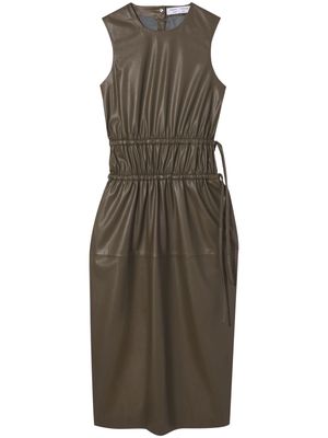 Proenza Schouler White Label faux-leather gathered midi dress - Brown