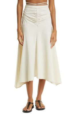 Proenza Schouler White Label Gingham Tie Front Handkerchief Hem Skirt in Buttercream/Fawn
